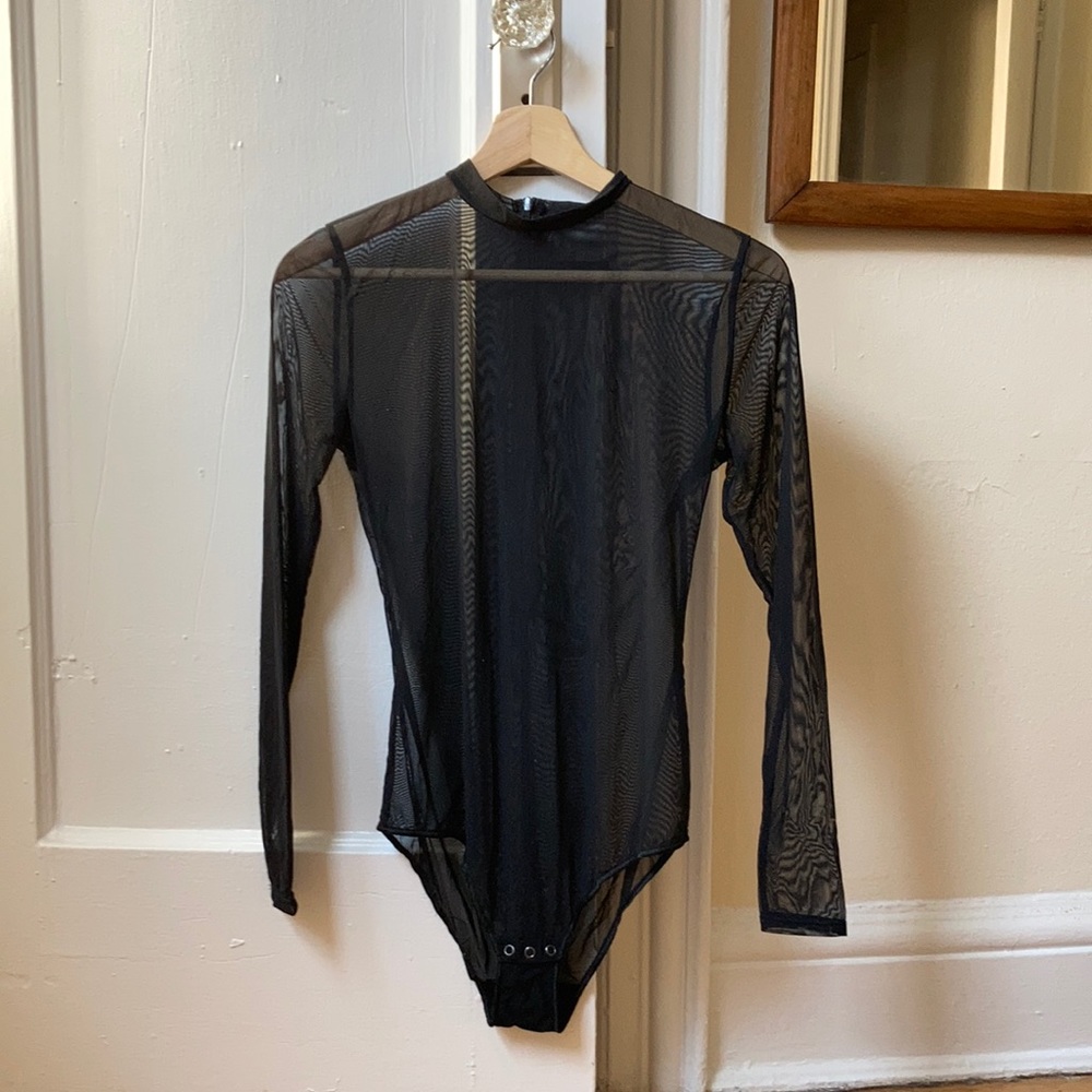 Sheer long sleeved bodysuit
